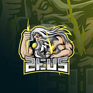 Zeus mascot logo design vector with modern illustration concept style for badge, emblem and t shirt printing. angry zeus