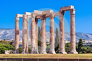 Zeus temple, majestic Ancient Greek ruins in Athens, Greece