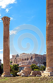 Zeus temple overlooking Acropolis, Athens, Greece