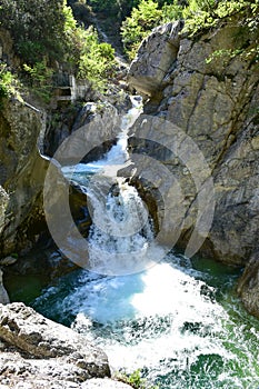 Zeus waterfall in the Olymp Mountain in Greece photo