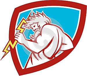 Zeus Wielding Thunderbolt Shield Retro photo