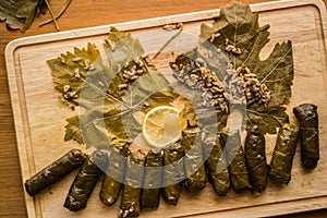 Zeytinyagli Yaprak Sarma / Stuffed Graped leaves with olive oil