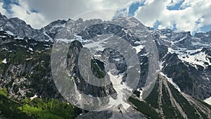 Zgornje Jezersko valley in Slovenia aerial view