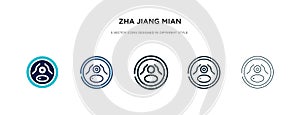 Zha jiang mian icon in different style vector illustration. two colored and black zha jiang mian vector icons designed in filled,