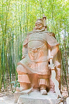 Zhang Fei Statue at Zhaohua Ancient Town. a famous historic site in Guangyuan, Sichuan, China.