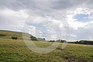 Zhangbei grassland scenery under blue sky and white clouds