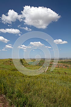 Zhangbei grassland scenery under blue sky and white clouds photo