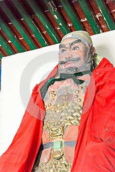 Zhangfei Statue at Sanyi Temple. a famous historic site in Zhuozhou, Hebei, China.