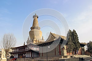 ZHANGYE, CHINA - MARCH 8 2016: The Giant Buddha Temple. The national AAAA tourist scenic spot in Zhangye, Gansu, China. photo