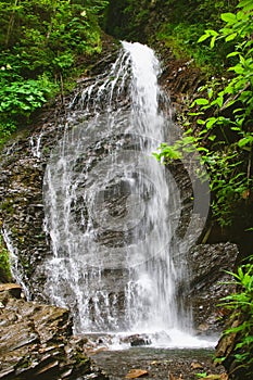 Zhenetskyi Huk waterfall in the Carpathians. Ukraine
