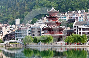 Zhenyuan Ancient Town on Wuyang river in Guizhou Province, China