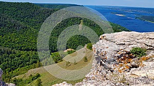 Zhigulevsky State Natural Biosphere Reserve named after I. I.Sprygin, village Zolnoe, Samara Region, Russia. August 12, 2017. View