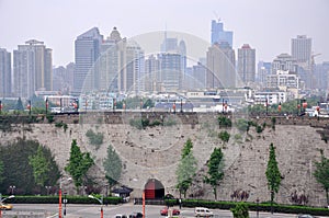 Zhonghua Gate and Nanjing City Skyline, China