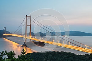 Zhoushan xihoumen bridge in nightfall photo