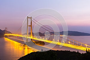 Zhoushan xihoumen bridge in nightfall photo