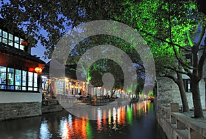 Zhouzhuang water city in China in the evening