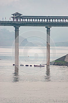 Zhuoshui Fengyu Gallery bridge over Yangtze river in Baidicheng, China