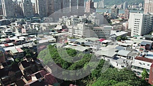 Zhuwei, Cityscape Residental apartment buildings, Taiwan, Aerial Tilt Up