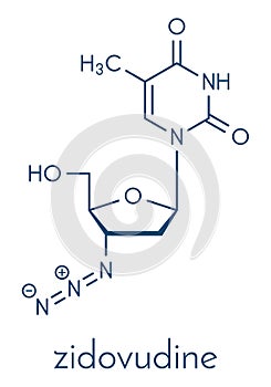 Zidovudine azidothymidine, AZT HIV drug molecule. Skeletal formula. photo