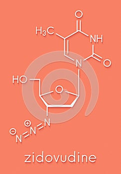 Zidovudine azidothymidine, AZT HIV drug molecule. Skeletal formula. photo