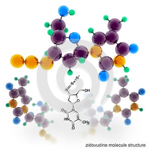 Zidovudine (Azidothymidine, Retrovir) molecule structure