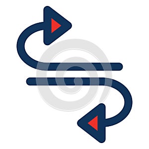 Zig zag arrow, zig zag way Isolated Vector Icon which can be easily modified or edited