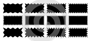 Zig Zag Edge Rectangle Shapes Set. Vector Wavy Frame Rectangular. Abstract Elements Badge and Label