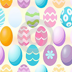 Zig Zag many colorful decorated Easter eggs background