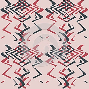 Zig zag pattern in red and anthrazit, on pink background.