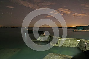 Zig Zag pier, St Monans, at night photo