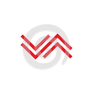 Zig zag red color line logo design