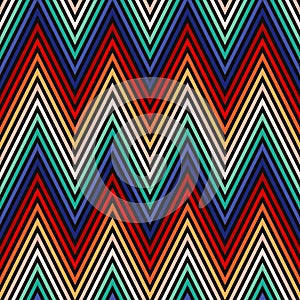 Zig zag vector seamless pattern. Colorful gradient chevron stripes background