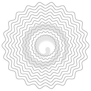 zigzag art lines. geometric circular element with wavy, abstract circular element, zigzag circle line pattern