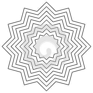 zigzag art lines. geometric circular element with wavy, abstract circular element, zigzag circle line pattern