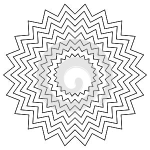 zigzag art lines. geometric circular element with wavy, abstract circular element, zigzag circle line pattern