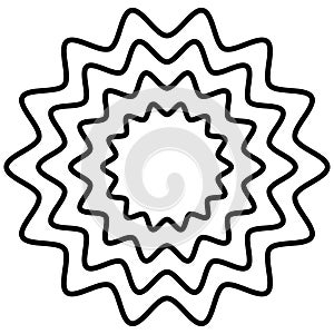 zigzag art lines. geometric circular element with wavy, abstract circular element, zigzag circle line pattern