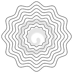 zigzag art lines. geometric circular element with wavy, abstract circular element, zigzag circle line pattern