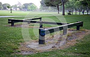 Zigzag balance beam in the park