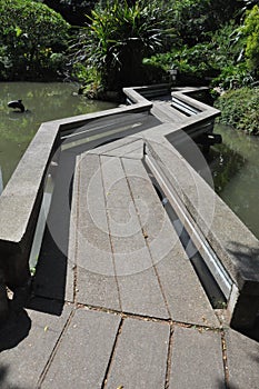 Zigzag bridge at Shatin Park in Hong Kong