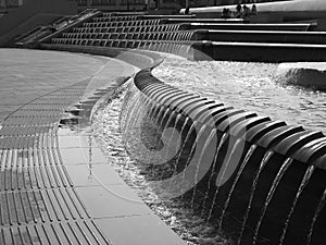 Zigzag fountain at Sheaf Square in Sheffield, UK