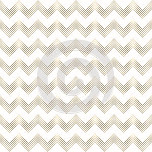Zigzag lines seamless pattern. Vector gold and white dotted chevron texture