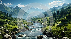 The Zigzag River flows between the valley and cliffs