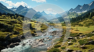 The Zigzag River flows between the valley and cliffs