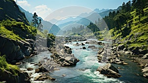 The Zigzag River flows between the valley and cliffs