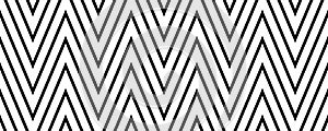 Zigzag seamless pattern. Black and white chevron ornament background. Repeating herringbone texture. Textile and fabric