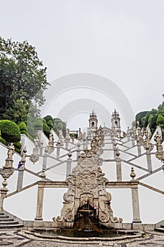 Zigzag shape stairs dedicated to five sences in Bom Jesus do Monte Good Jesus of the Mount sanctuary in Tenoes, outside city of