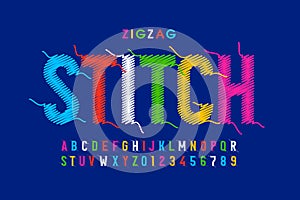 Zigzag stitch style font