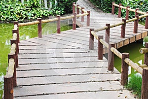 Zigzag stone garden bridge