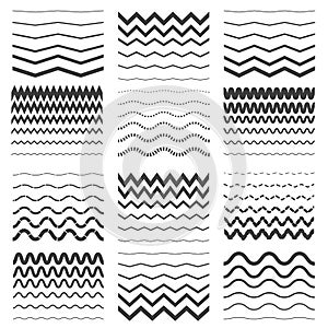 Zigzag and wavy line patterns set photo