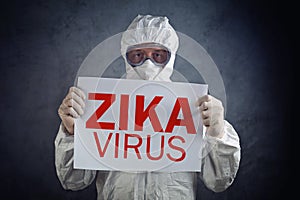 Zika virus concept, medical worker in protective clothes